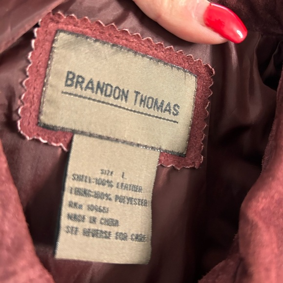 Brandon Thomas Maroon Suede Leather Embroidered Blazer Sz L - Picture 8 of 12